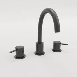Black modern Blender 3D model of a dual-handle bathroom faucet, ready for rendering.