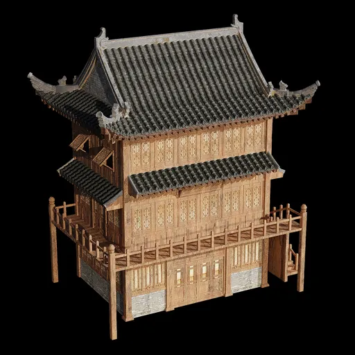Chinese building hotel wood house