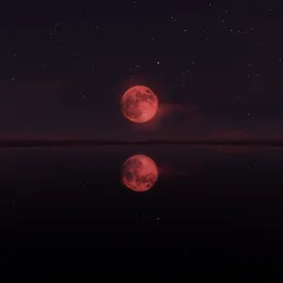 Dramatic Sunset Red Moon