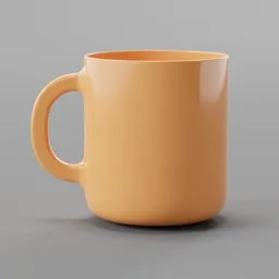 "Realistic yellow cup 3D model with handle and high-quality textures for Blender 3D. Perfect for cafe and kitchen scenes. Created by Geoffrey Olsen."