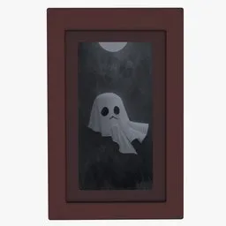 3D modeled ghost in moonlit scene, ideal for Blender Halloween-themed digital artwork.