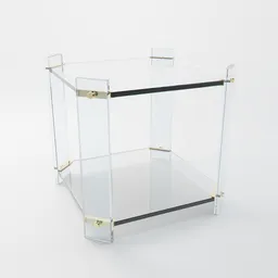 Modern glass coffee table 3D model with gold detail for realistic interior rendering in Blender 3D.