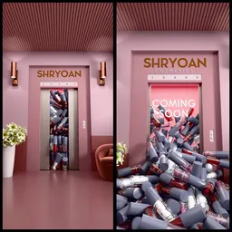 Lipstick falling out of elevator cgi