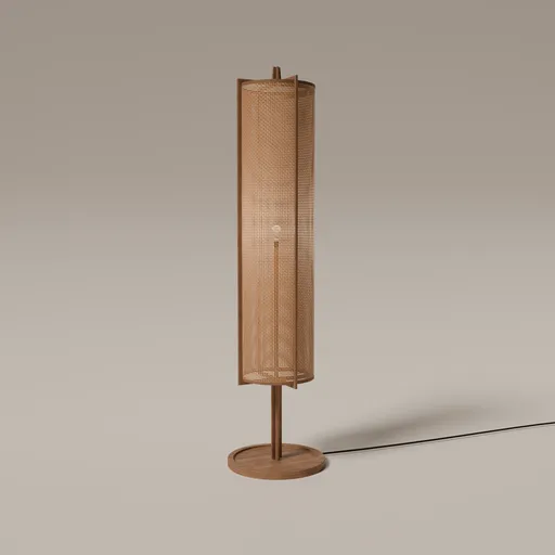Wooden Mesh Floor Lamp