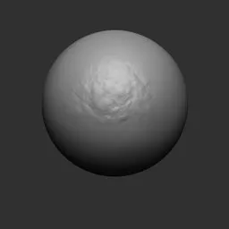 3D sculpting brush imprint showcasing detailed skin texture for facial modeling in Blender.