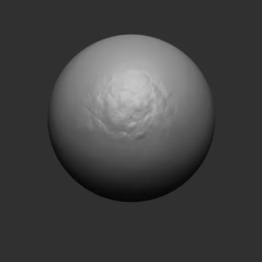 3D sculpting brush imprint showcasing detailed skin texture for facial modeling in Blender.