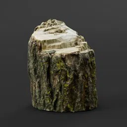 Realistic Blender 3D model of a cut tree log with textured bark and remeshed surfaces.