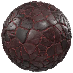 High-resolution PBR ground material texture of red stones for Blender 3D and other 3D software.