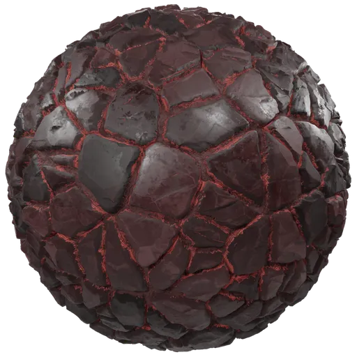 High-resolution PBR ground material texture of red stones for Blender 3D and other 3D software.