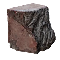Realistic 3D model of a cut tree trunk, with detailed bark texture and quad topology, suitable for Blender.
