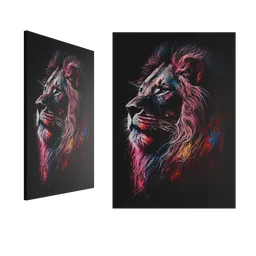 Lion painting with colors.