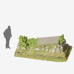 Gravestone Overgrown Old PBR Scan 02