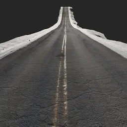 Winter Road Along Curve