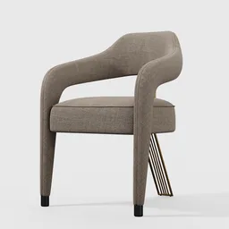Detailed 3D-rendered modern dining chair with sleek curves and textured fabric for Blender artists.