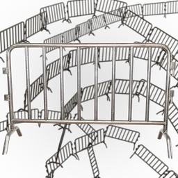 Detailed 3D metal barrier model created with Blender Geo Nodes, ideal for industrial and outdoor digital scenes.