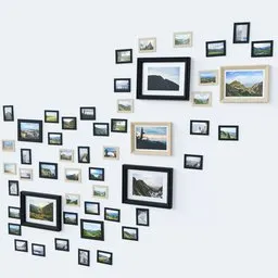 Versatile 3D photo wall generator with customizable frame quantity, size, and rotation for Blender users.
