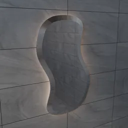 Illuminated 3D mirror model with unique shape for Blender, showcasing detailed reflections and lighting effects.