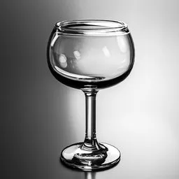 Realistic 3D model of an empty tall wine glass with detailed reflections and refraction, ideal for Blender rendering.