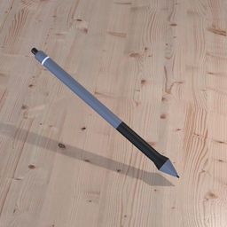 "Accurate Drawing Pen, part of a drawing tablet set inspired by various tablets. Created in Blender 3D and featuring a wooden floor and specular lighting. Previously used in a Vtuber series."