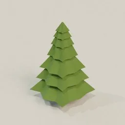Low-poly 3D evergreen model for Blender, ideal for virtual landscaping and game asset design.