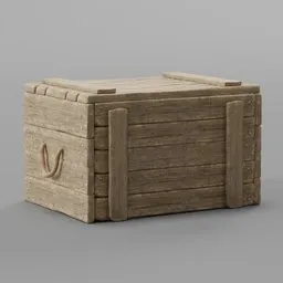 Realistic textured 3D model of an antique wooden box, ideal for Blender rendering and game asset design.