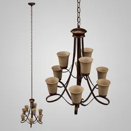 Vintage-style detailed 3D chandelier model with textures, ideal for realistic Blender 3D interior scenes.