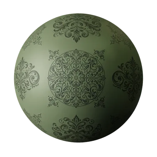 High-resolution Victorian style PBR wallpaper texture for 3D material in Blender and other modeling apps.