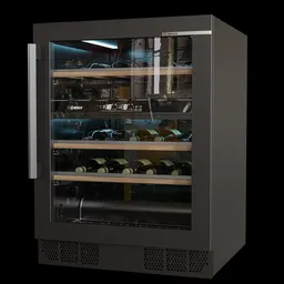 Highly detailed Bosch wine cooler 3D render, compatible with Blender for photorealistic kitchen scenes.