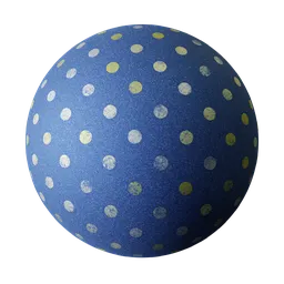 Blue Satin Metallic Polka Dots