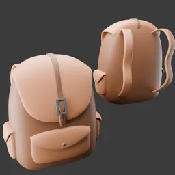 Detailed 3D cartoon-style backpack model, perfect for Blender artists creating utility or industrial-themed graphics.