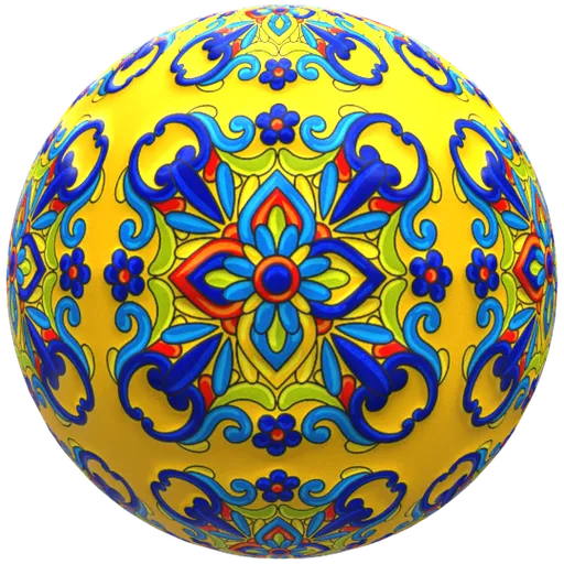 Seamless PBR texture for vintage Mexican ceramic floor with adjustable nodes for Blender 3D materials.