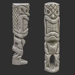 Tiki God Diamond Face Statue Stone