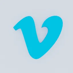 3D model of a stylized blue 'v' shaped logo for Blender 3D project visualization.