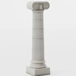 Detailed 3D model of an ancient Greek-style column, ideal for Blender sculpting and virtual sets, featuring textured stone surface.
