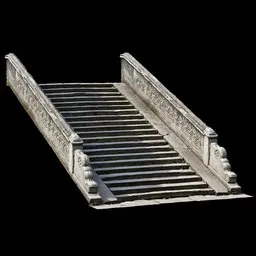 Detailed 3D stone staircase model with intricate textures for urban design in Blender.