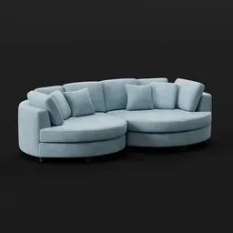 Modern Curved Modular Sofa – Soft Blue