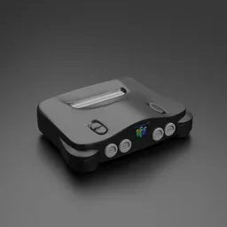 3D rendered Nintendo64 with accurate details optimized for Blender users searching realistic game console models.