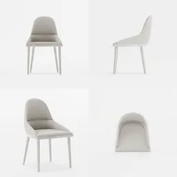 "Wood and fabric chair model for Blender 3D - inspired by Fuga's REBEL chair. Smooth and clean texture with light grey finish, modeled by Henriett Seth F. and structured by Kyle Lambert. Includes 2k textures and various styles."