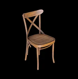 Realistic wooden chair 3D model with detailed textures, optimized for Blender 3D rendering.