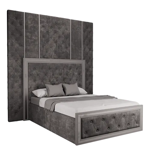 Gray capitone bed 02