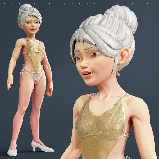Glamorous Stylized Woman in Gold Top