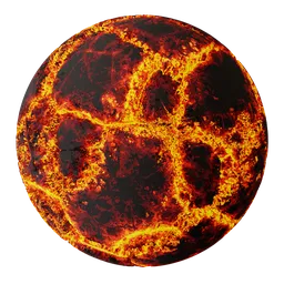 Highly detailed animated molten lava cracks PBR material for 3D effects in Blender.