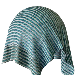 High-resolution PBR green and white striped fabric texture for 3D models in Blender, suitable for realistic tablecloth rendering.