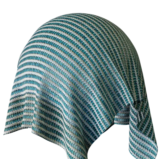 High-resolution PBR green and white striped fabric texture for 3D models in Blender, suitable for realistic tablecloth rendering.