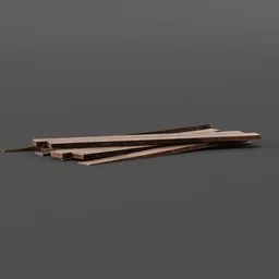 Realistic 3D wooden planks model for Blender, suitable for rendering carpentry and industrial scenes.