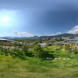 Building lake green forest