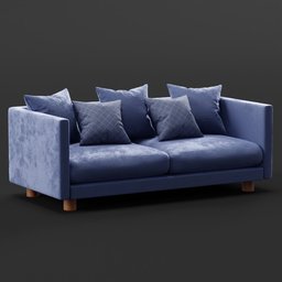 Velvet sofa blue