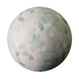 PBR marble texture with pastel-colored abstract mosaic for 3D Blender material, ideal for soft aesthetic designs.