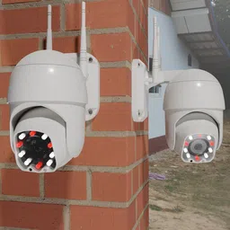 Realistic 3D model of a WLAN IP security camera with detailed textures, optimized for Blender rendering.