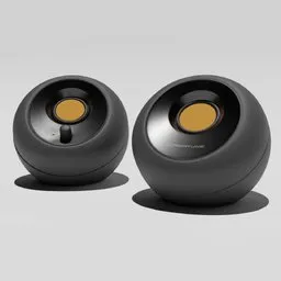 High-quality 3D model of stylish, spherical modern speakers optimized for Blender rendering.